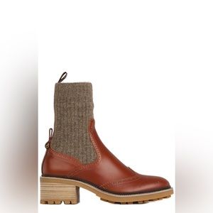 Chloe Brown and Tan Ankle Boots